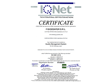 Certificato IQNET - FisioCenter Cariati